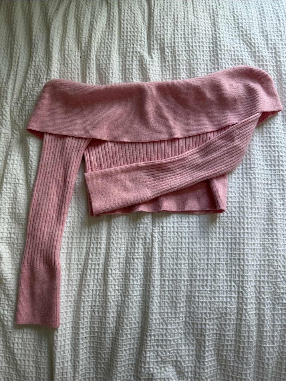 Target Blush Pink Off-the-Shoulder Ribbed Sweater